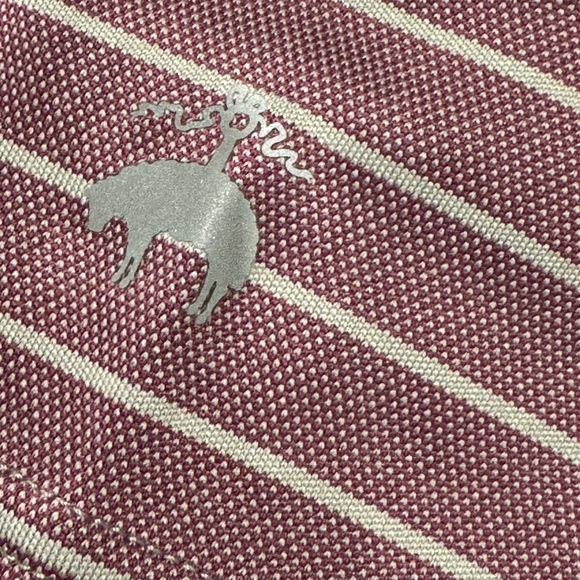 NWOT Brooks Brothers Boys Medium Polo Shirt Performance Plum White Striped - Picture 6 of 6